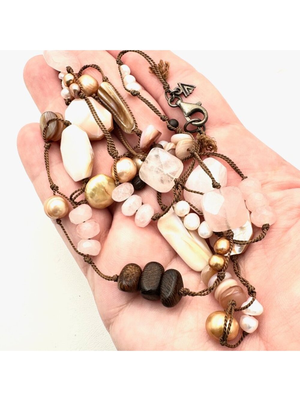 Silpada Womens Necklace Sterling Silver Pearl Rose Quartz N1428
